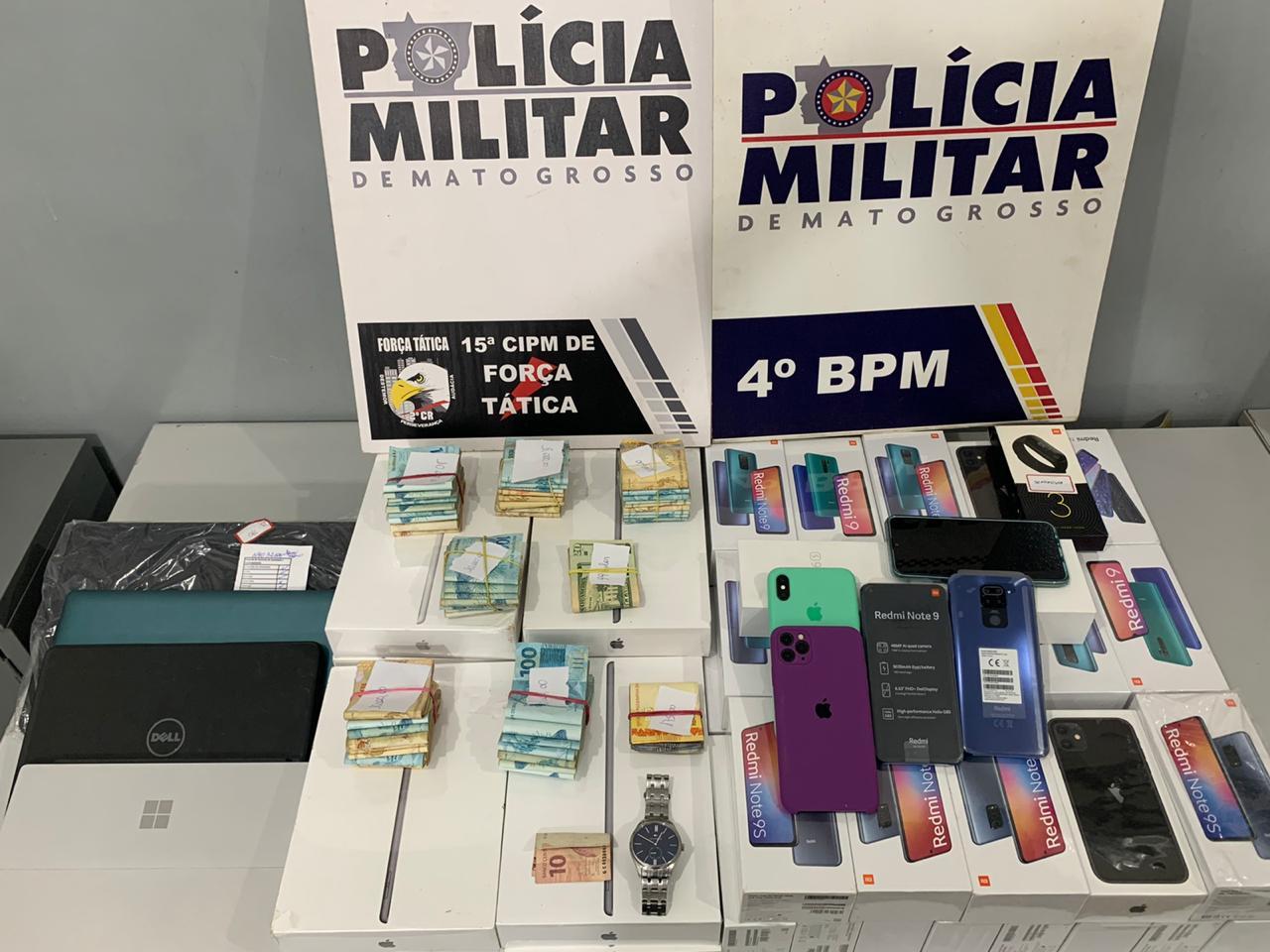 Grande quantidade de dinheiro e celulares são apreendidos em Várzea Grande