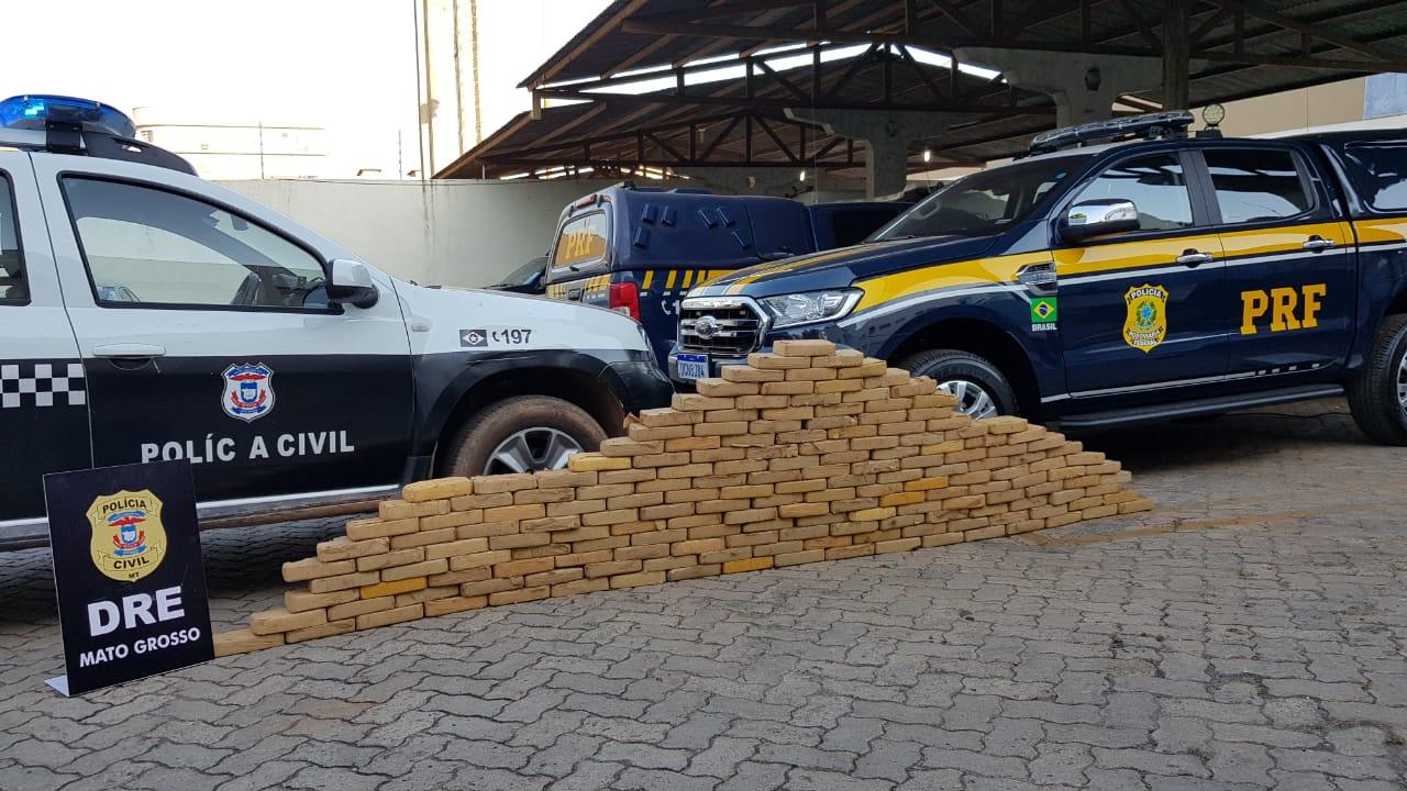 PJC e PRF apreendem 180 tabletes de pasta base em cidade do interior