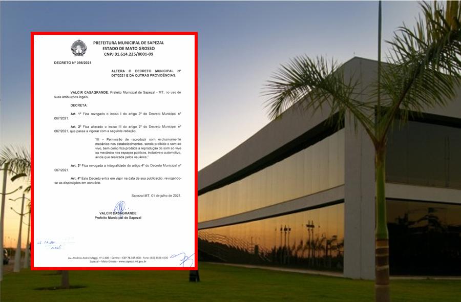 Casagrande edita novo decreto que beneficia bares e distribuidoras de Sapezal