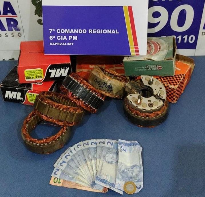 PM recupera peças furtadas de auto elétrica em Sapezal