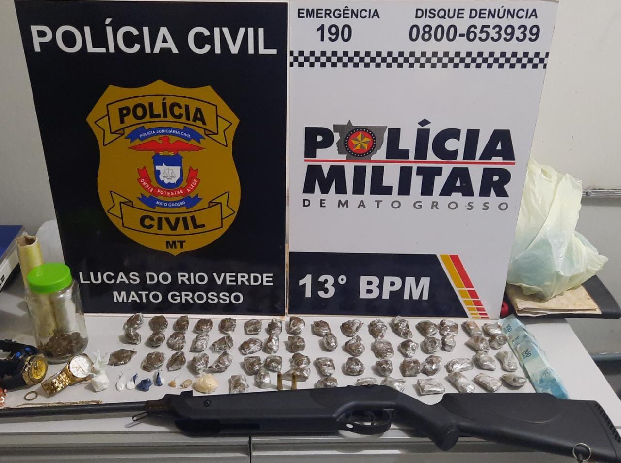 Trio é preso após ser flagrado com drogas, arma e veículo suspeito de ser usado em homicídio