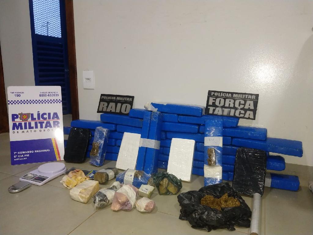 Polícia Militar prende dupla com 35 quilos de entorpecentes em Sapezal