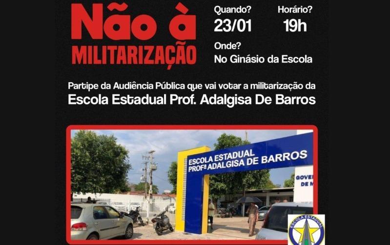Alunos da Escola Adalgisa de Barros em Várzea Grande organizam manifestação contra militarização