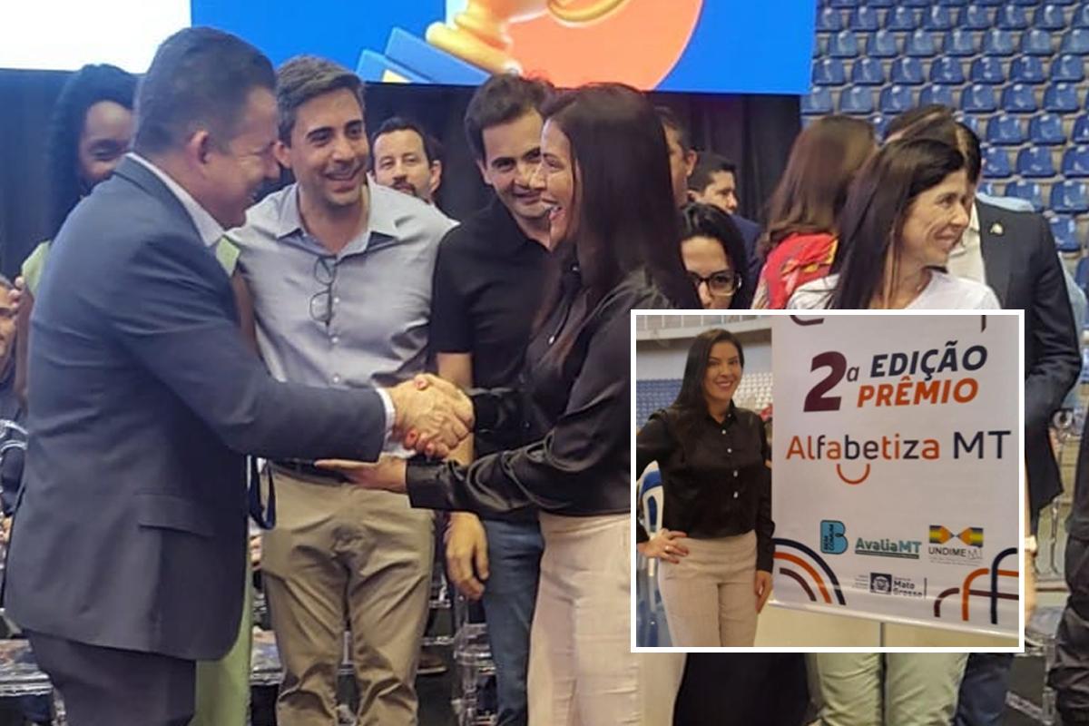 Professora de Sapezal recebe reconhecimento no Educa MT por sua contribuição exemplar para a educação