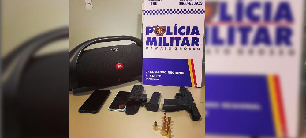 Polícia Militar de Sapezal detém suspeitos em ocorrência de disparo de arma de fogo