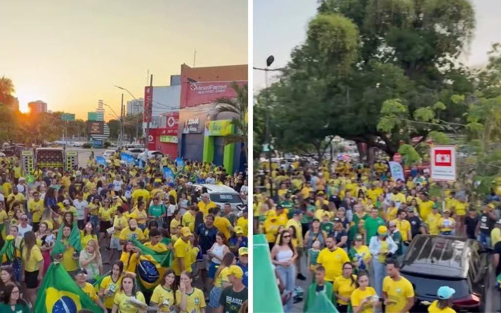Apoiadores de Flávio Bolsonaro fazem ato em Cuiabá durante mobilização para o segundo turno