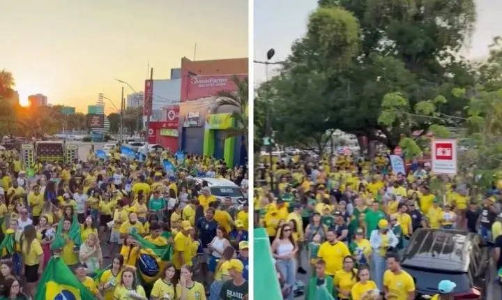 Apoiadores de Flávio Bolsonaro fazem ato em Cuiabá durante mobilização para o segundo turno