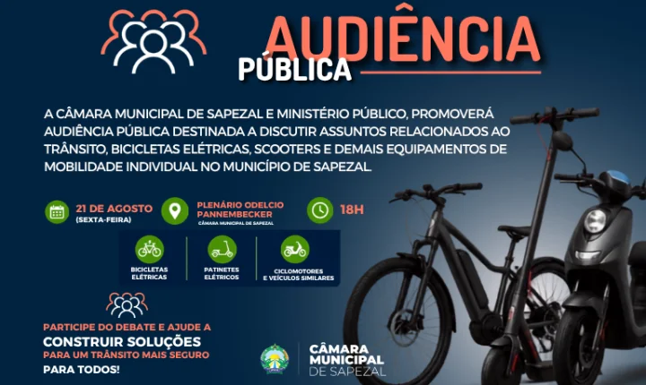 Câmara e Ministério Público promovem audiência sobre trânsito e veículos elétricos em Sapezal