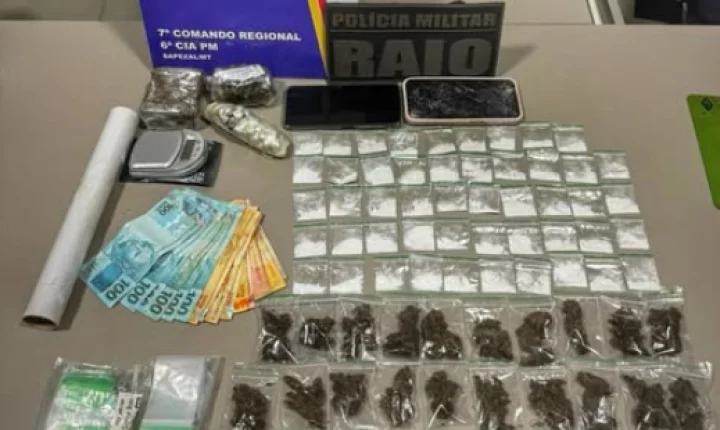 Polícia apreende porções de drogas e dinheiro durante operação em residência em Sapezal