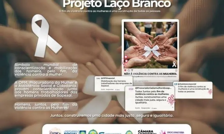 Projeto Laço Branco leva conscientização sobre combate à violência contra a mulher em Sapezal